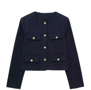 Timeless Contemporary Long Sleeve Round Neck Tweed Jacket