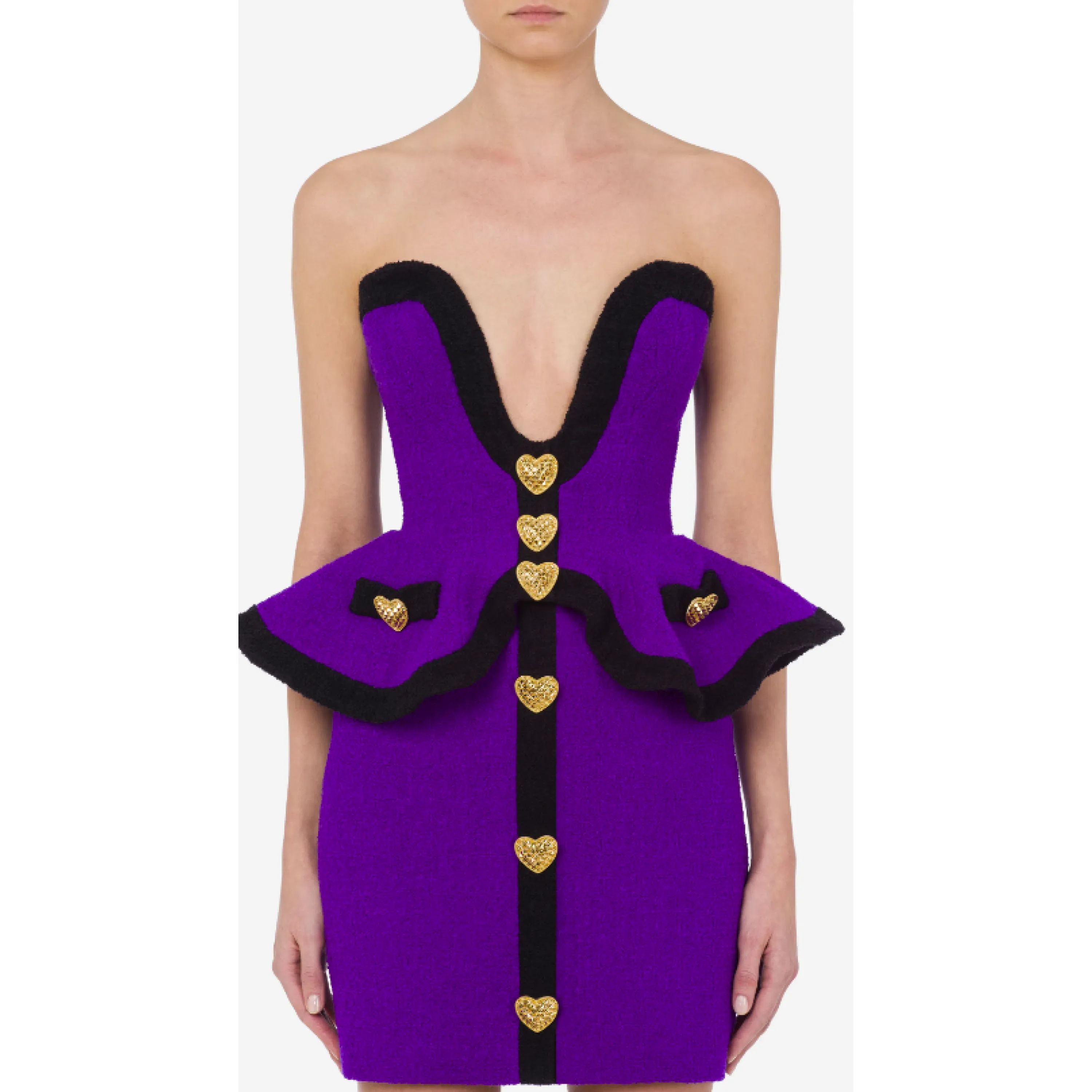 Top Buster in Boucle Heart Buttons