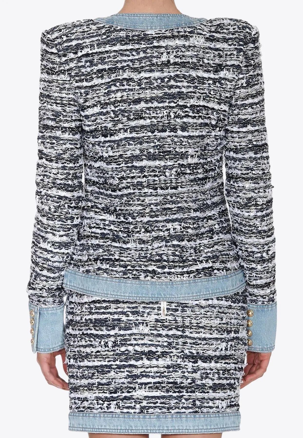 Tweed and Denim Blazer Jacket