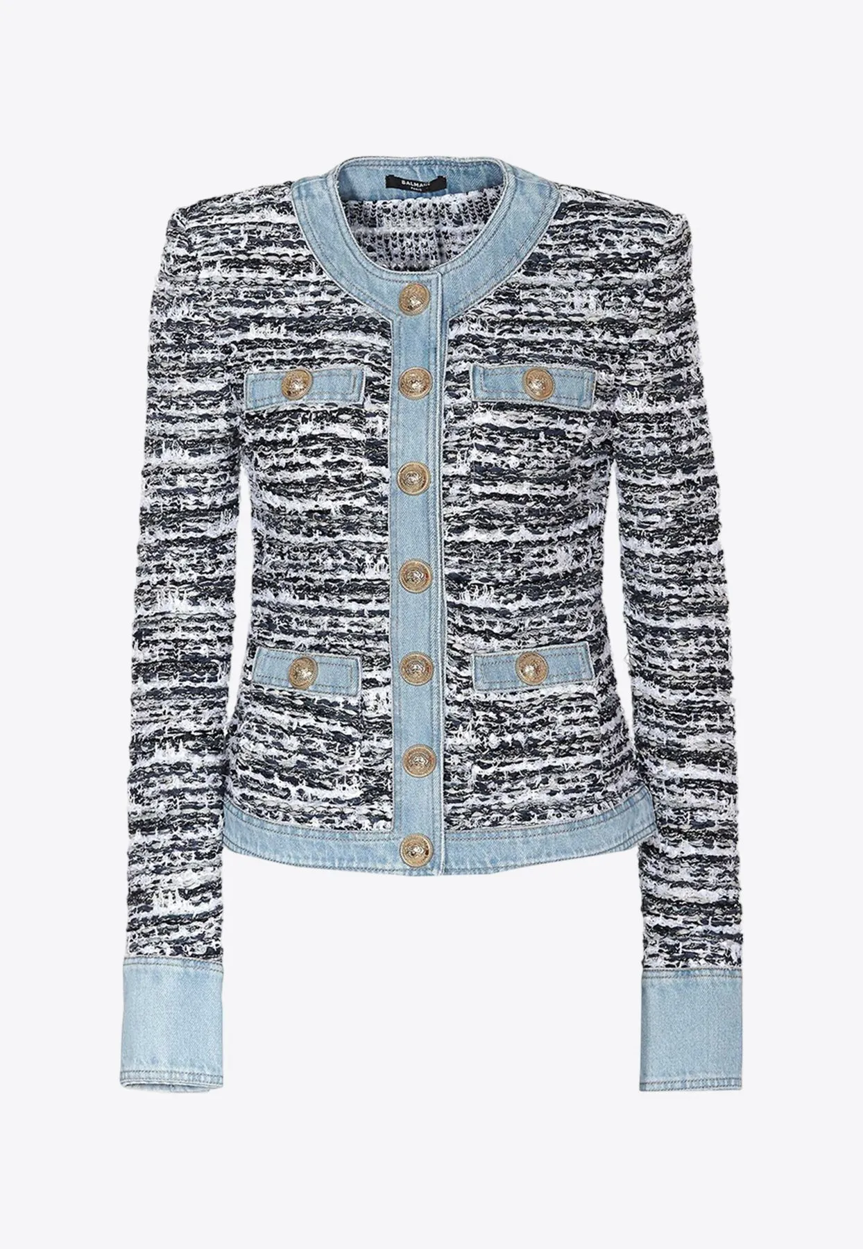 Tweed and Denim Blazer Jacket