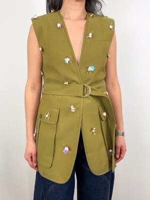 Twyla Vest Embellished in Lichen