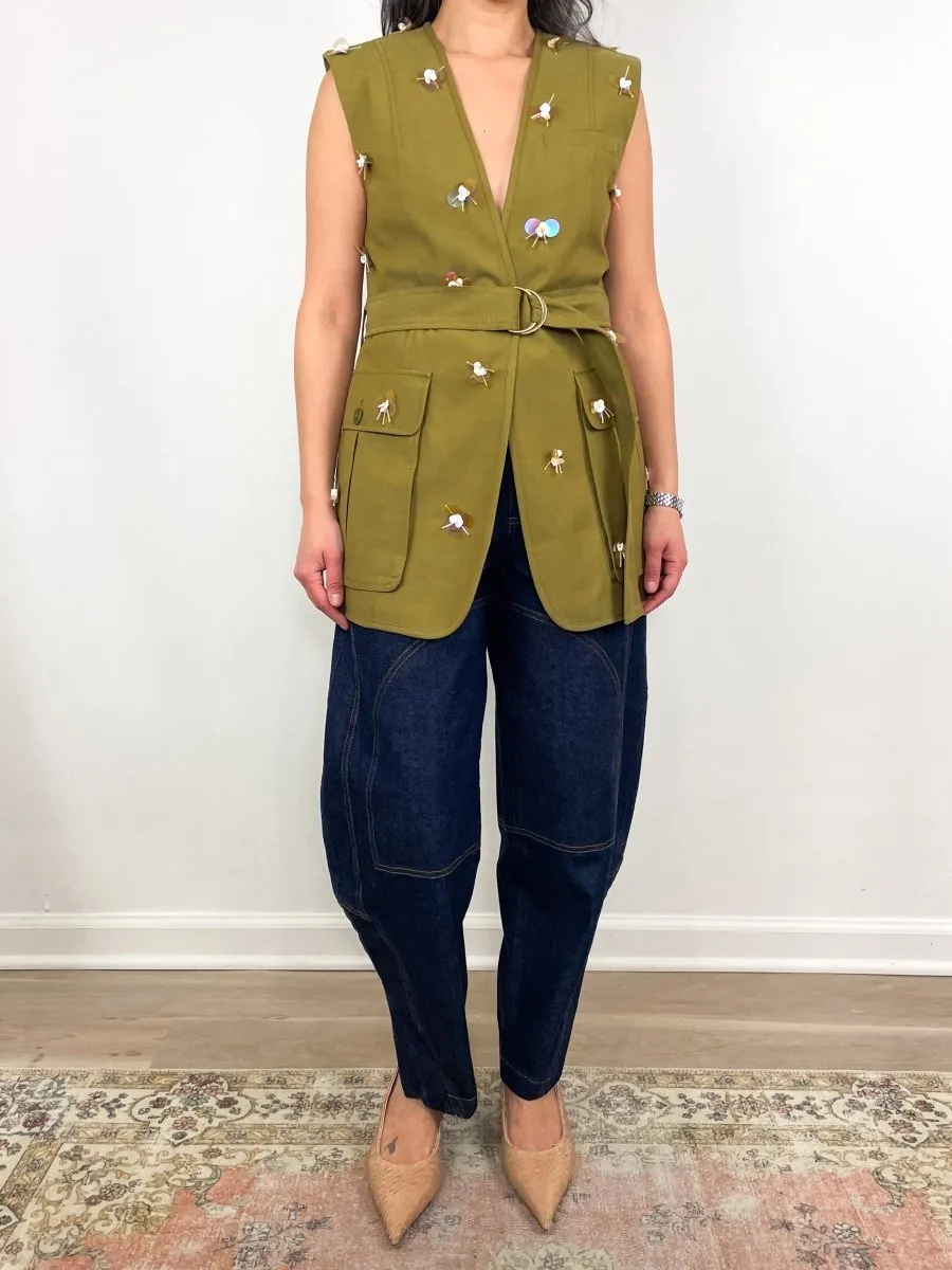 Twyla Vest Embellished in Lichen