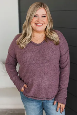 Undeniable Attraction V-Neck Top- Dark Mauve