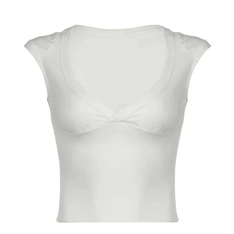 V Neck Cropped Top
