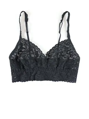 V-Neck Retro Lace Bralette Black