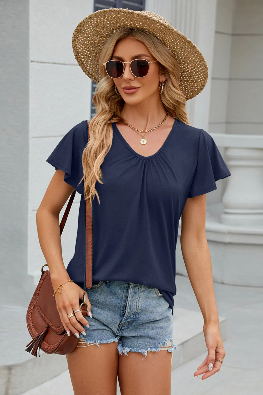 V-Neck Short Sleeve Top (8 Colors)