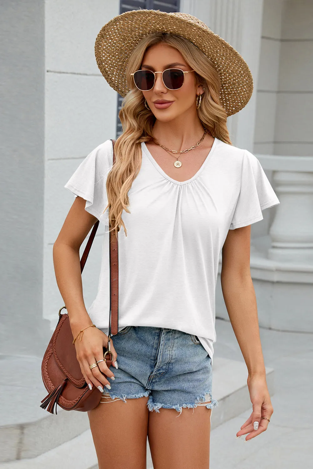 V-Neck Short Sleeve Top (8 Colors)