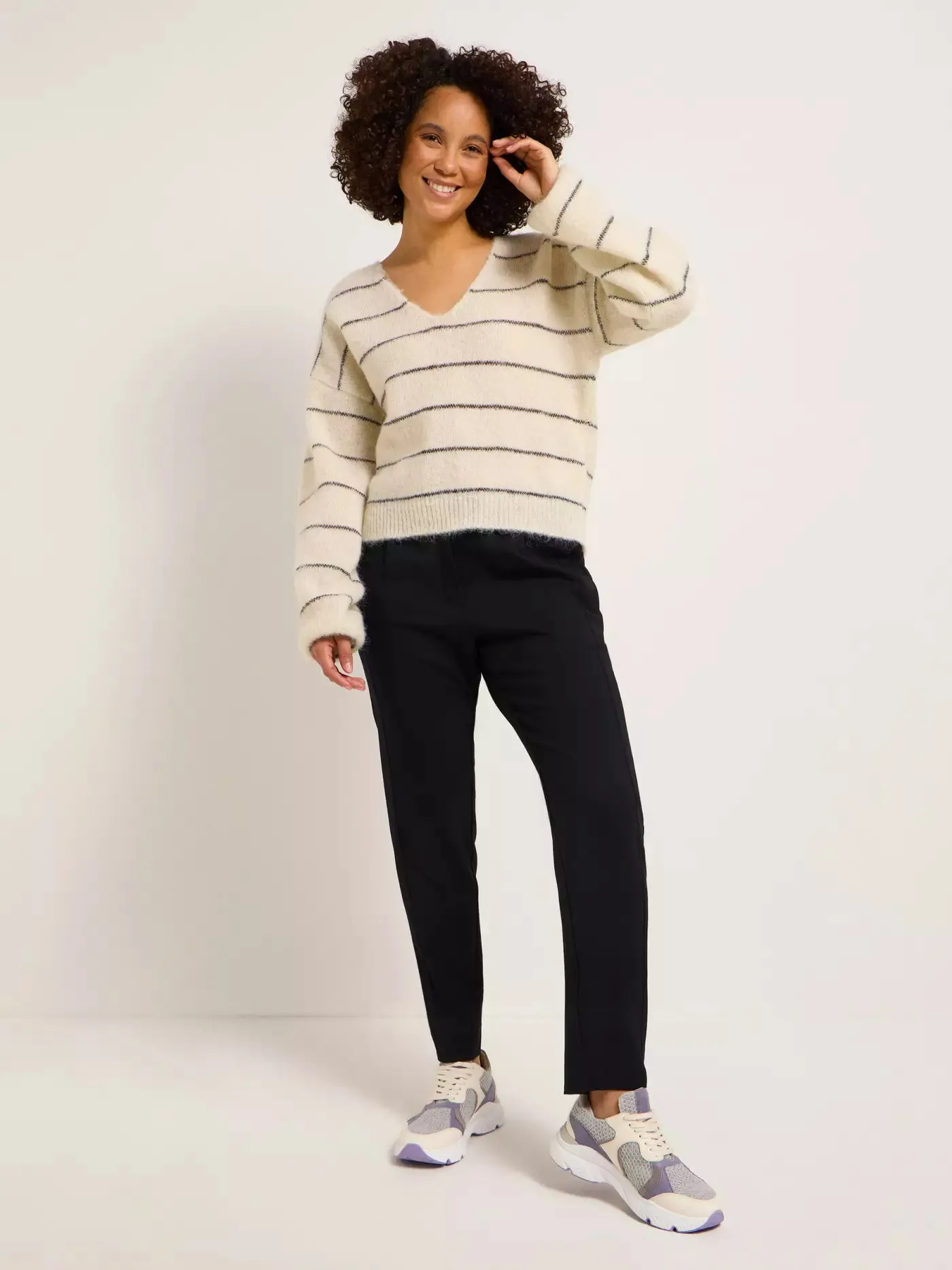 V-neck sweater stripes