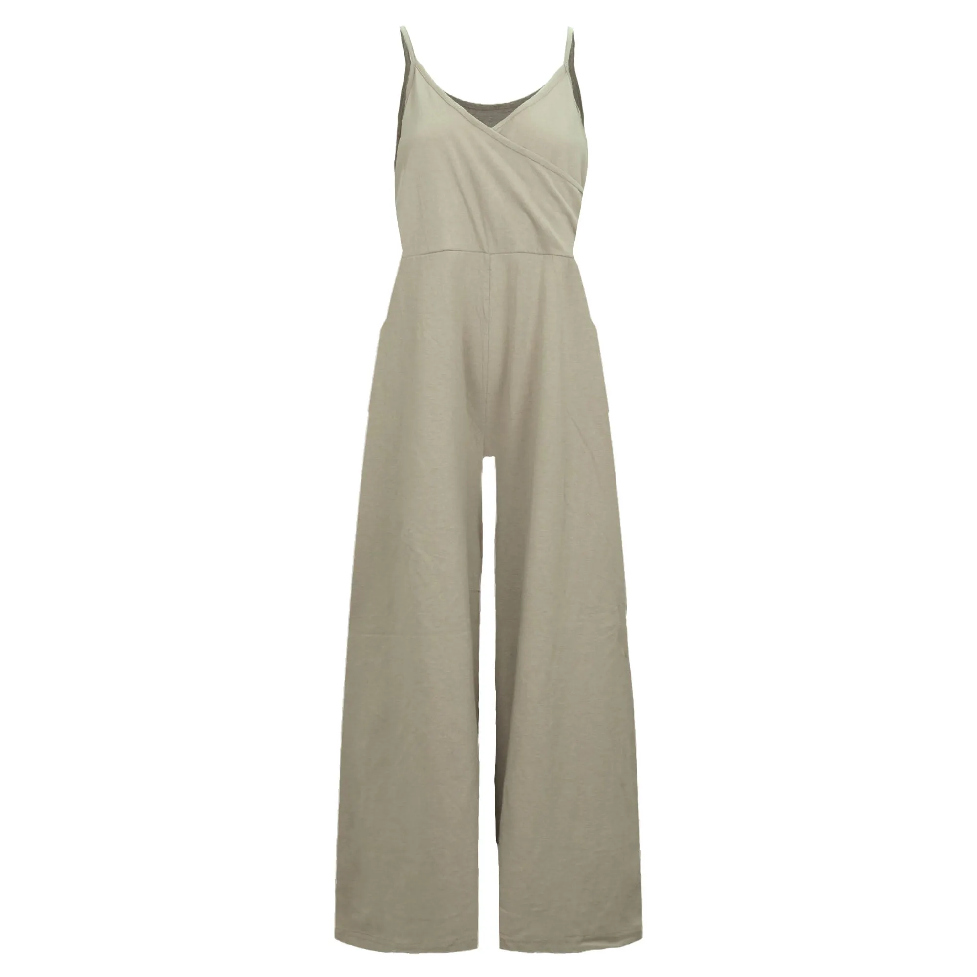 V-neckline Wide Leg Sleeveless Jumpsuit