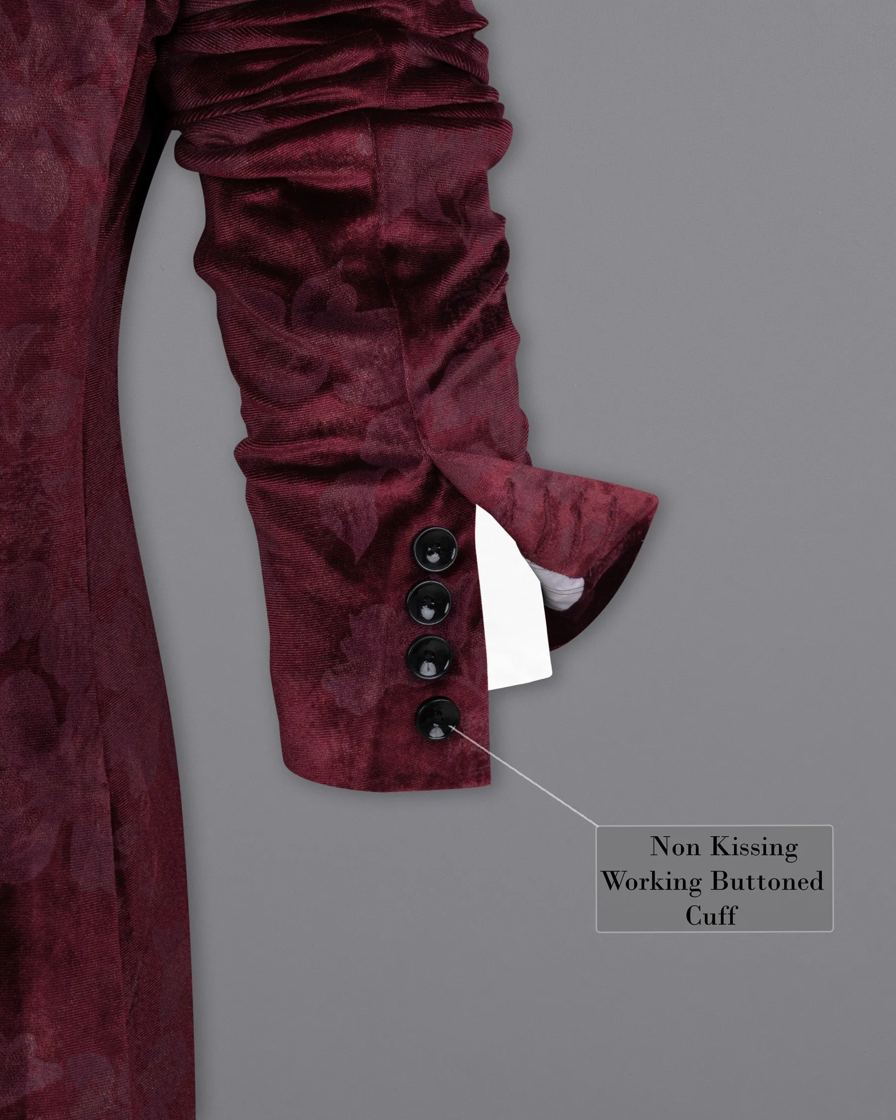 Velvet Dark Sienna Hibiscus flora Textured Designer Tuxedo Suit