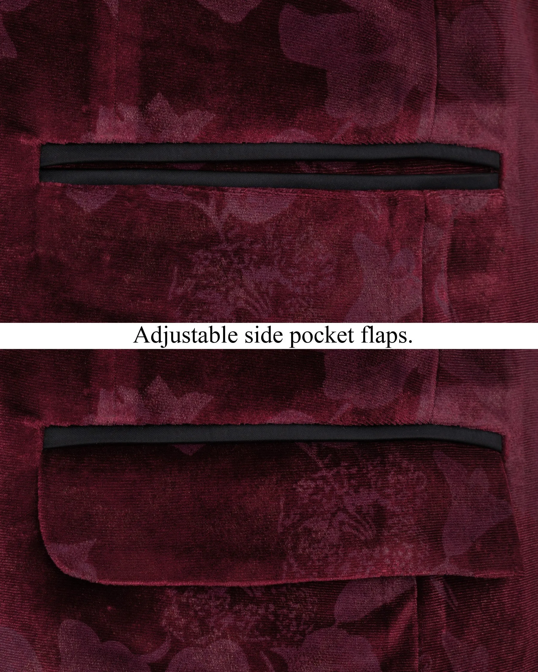 Velvet Dark Sienna Hibiscus flora Textured Designer Tuxedo Suit