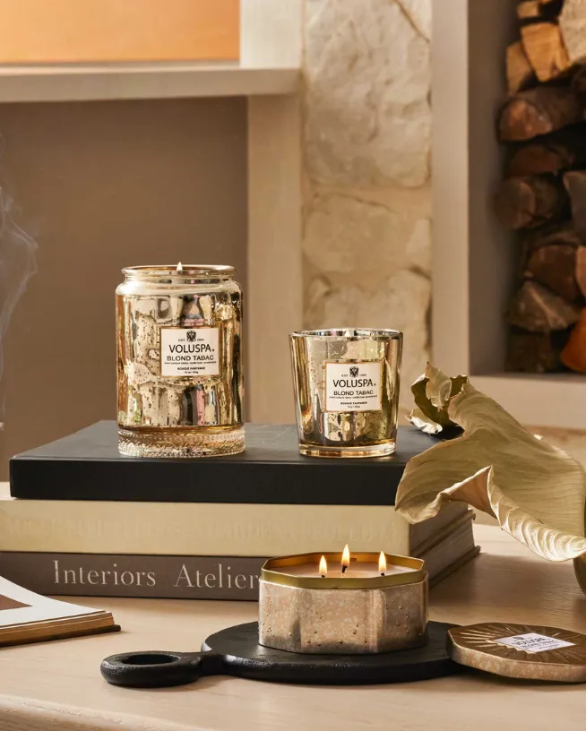 Voluspa Blond Tabac Large Glass Jar Candle