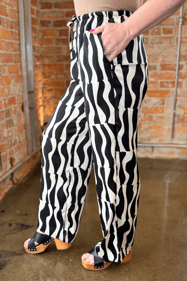 Wave Pattern Satin Pant