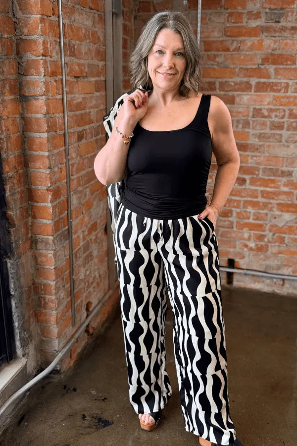 Wave Pattern Satin Pant