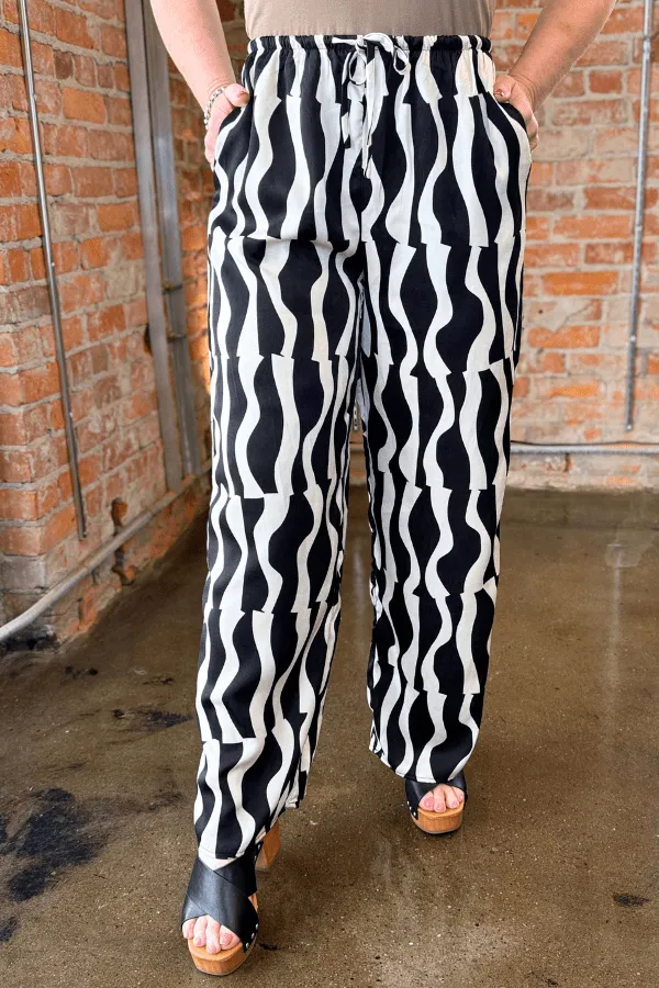 Wave Pattern Satin Pant