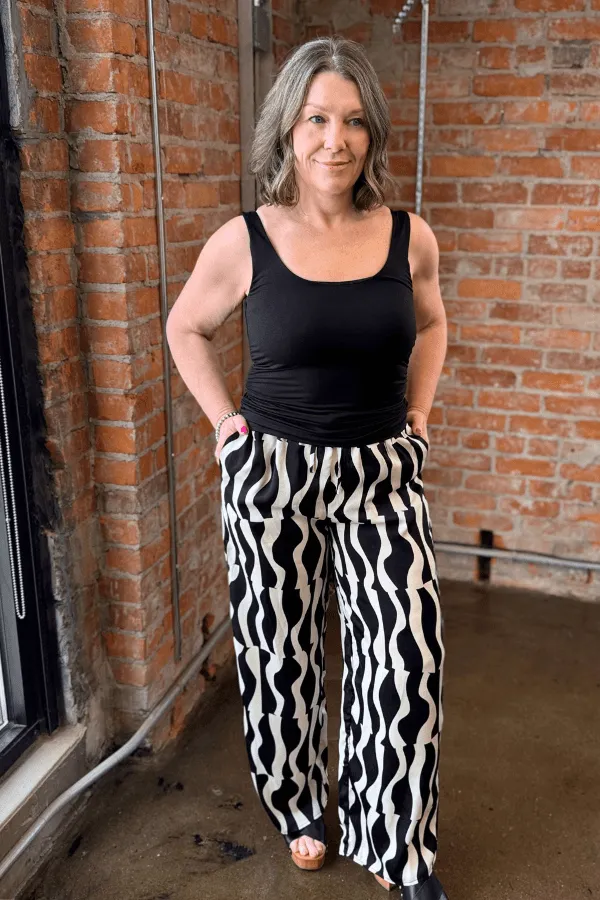 Wave Pattern Satin Pant