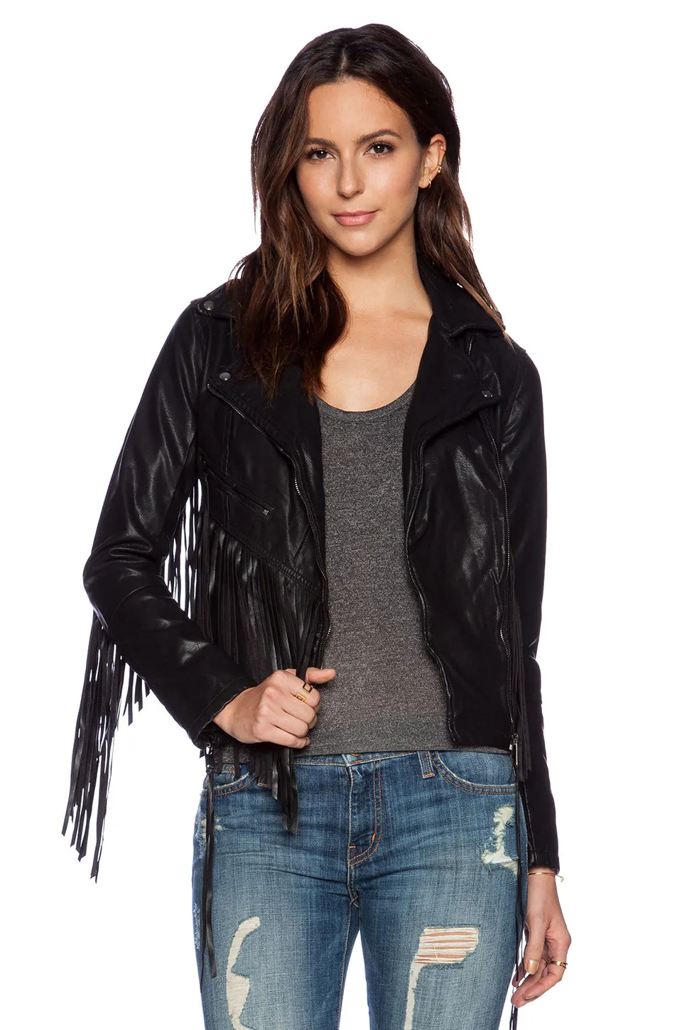 Western Fringe Black Leather Jacket for Women Cowgirl WFJ762