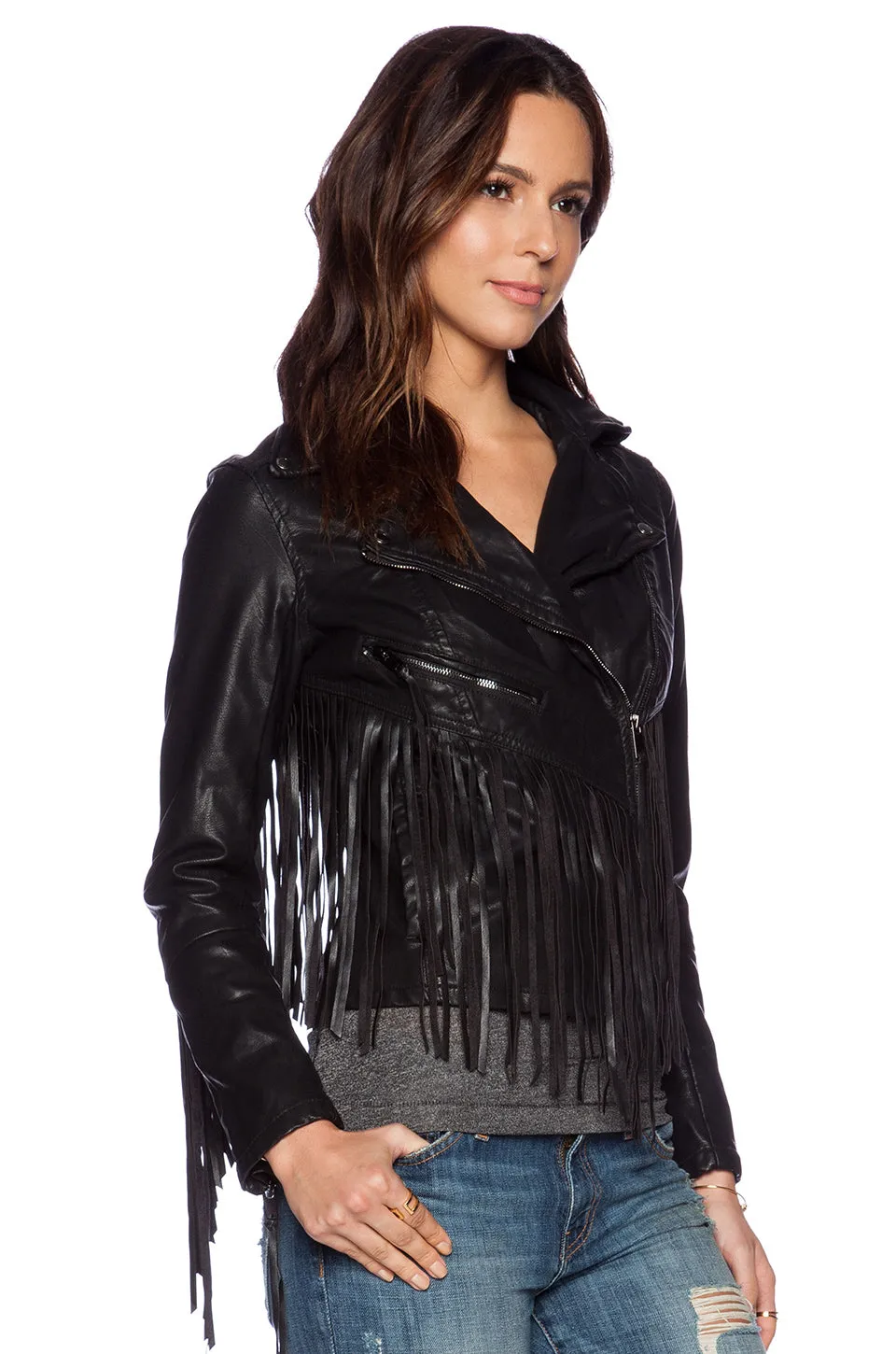 Western Fringe Black Leather Jacket for Women Cowgirl WFJ762