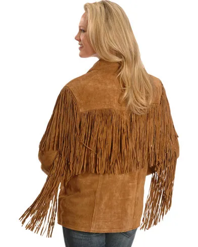 Western Fringe Brown Suede Leather Jacket for Women WFJ546