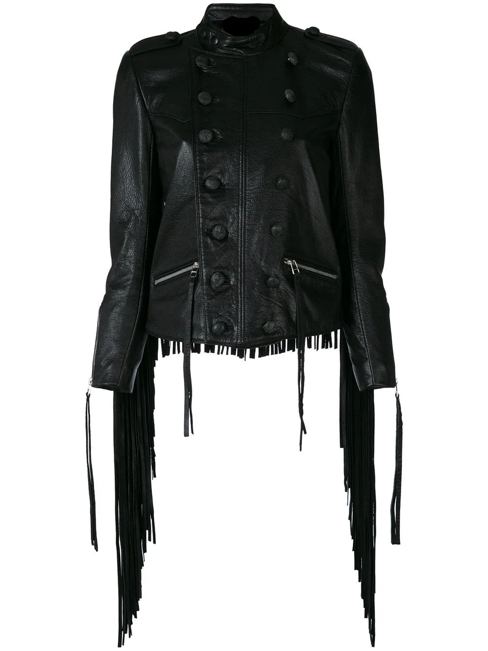 Western Long Fringe Black Leather Jacket for Women Cowgirl WFJ751