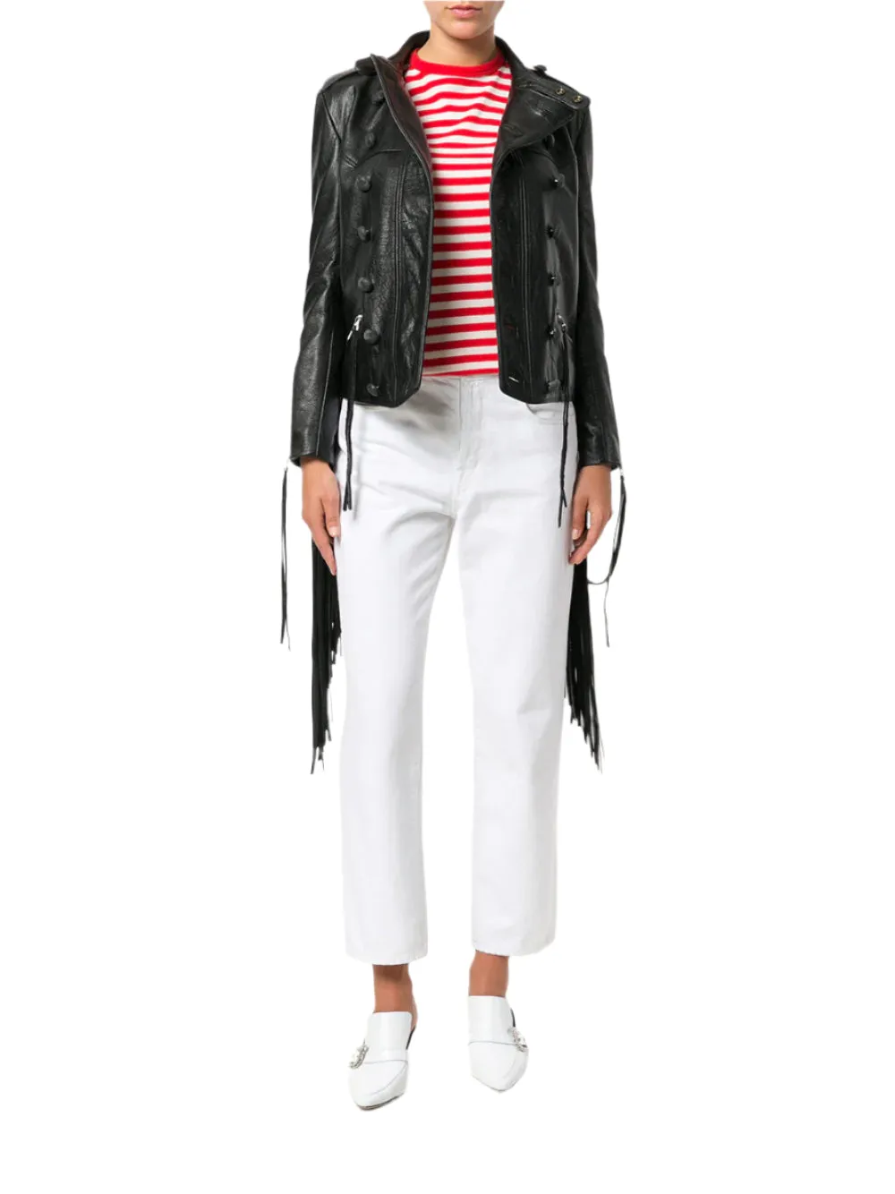 Western Long Fringe Black Leather Jacket for Women Cowgirl WFJ751