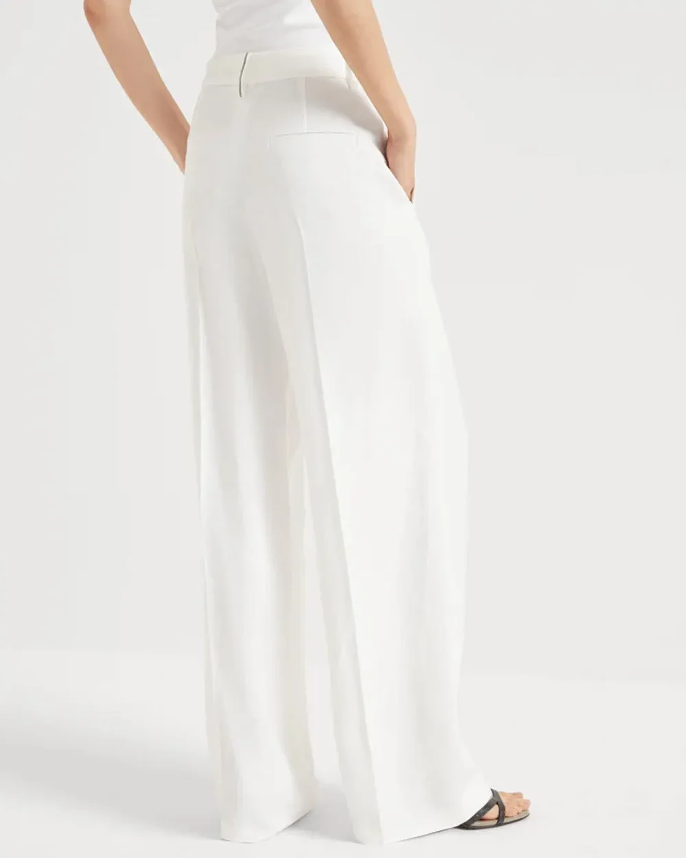 White Fluid Wide Leg Trouser