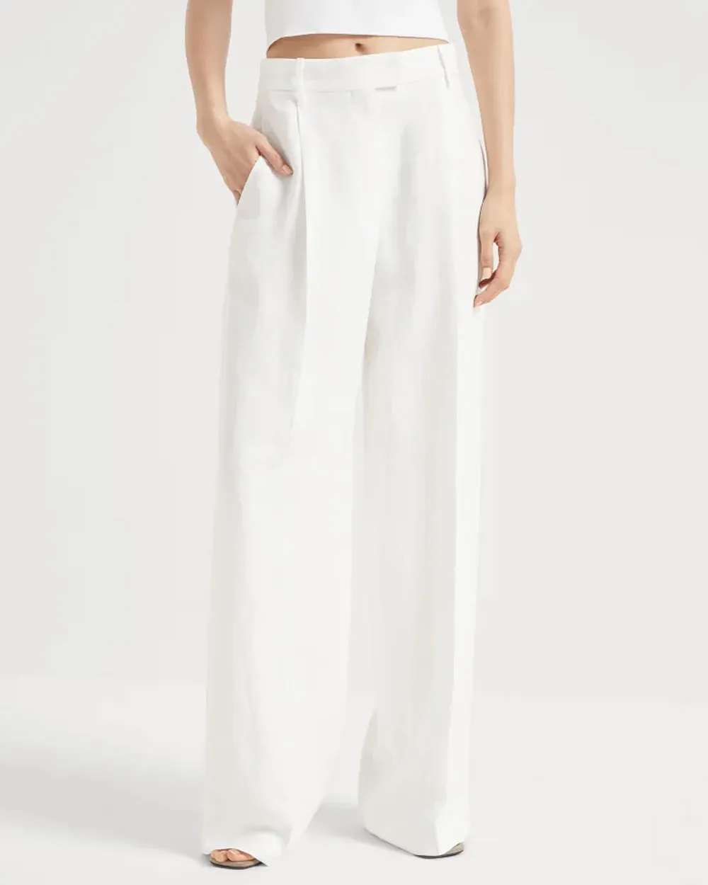 White Fluid Wide Leg Trouser