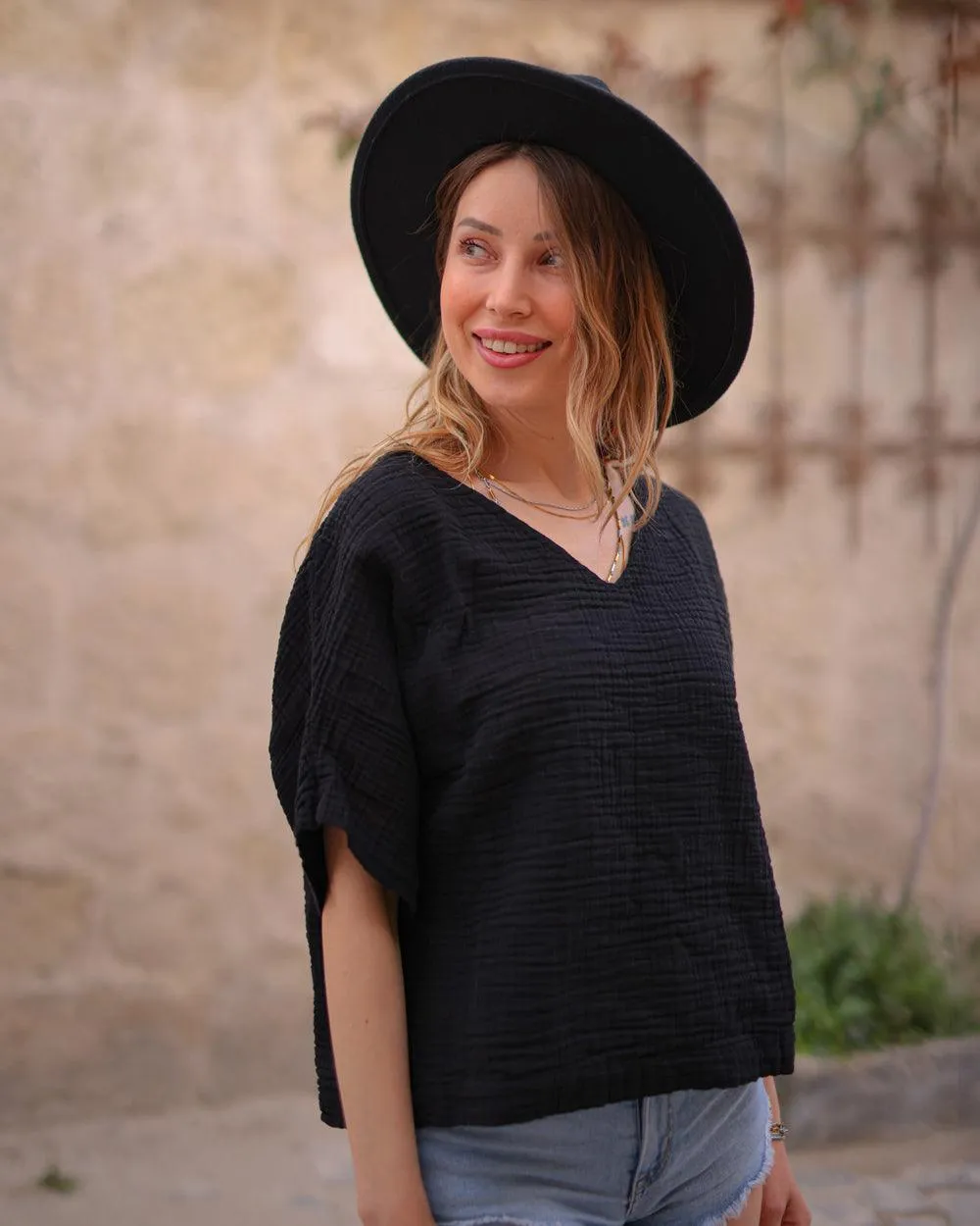 White V-Neck Blouse