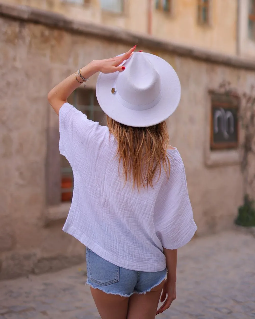 White V-Neck Blouse