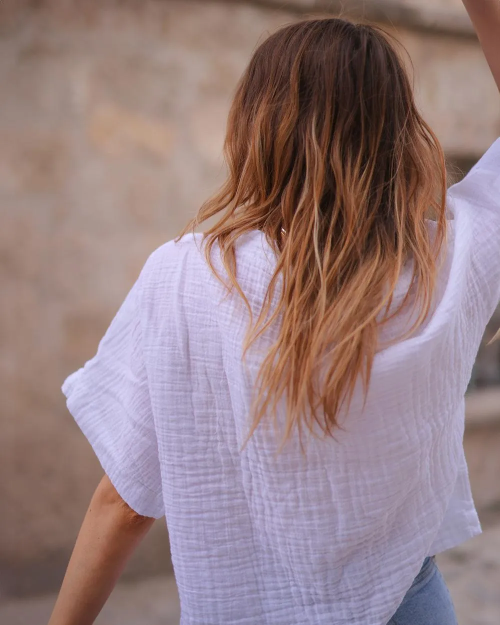 White V-Neck Blouse