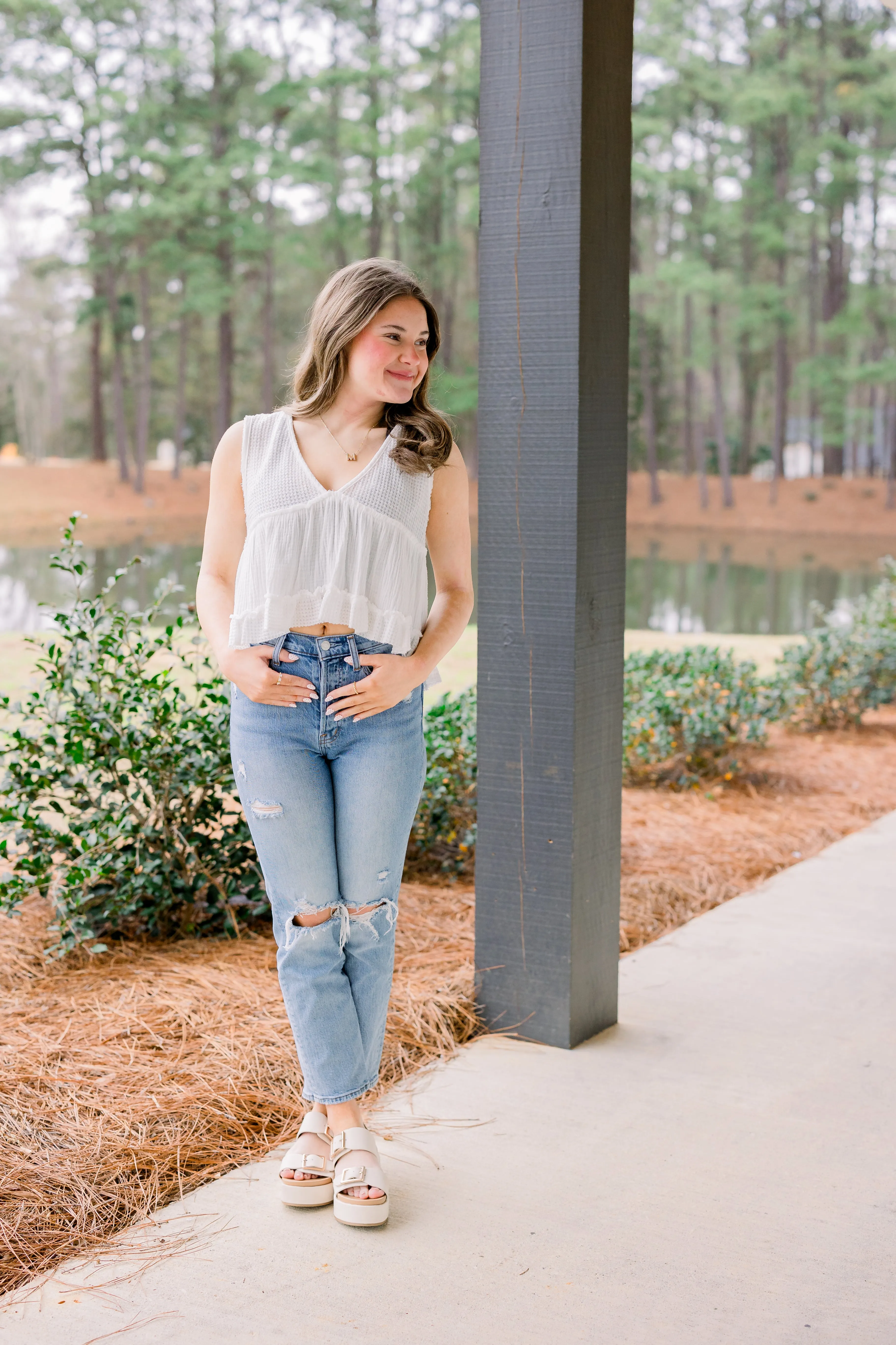 White V Neck Top