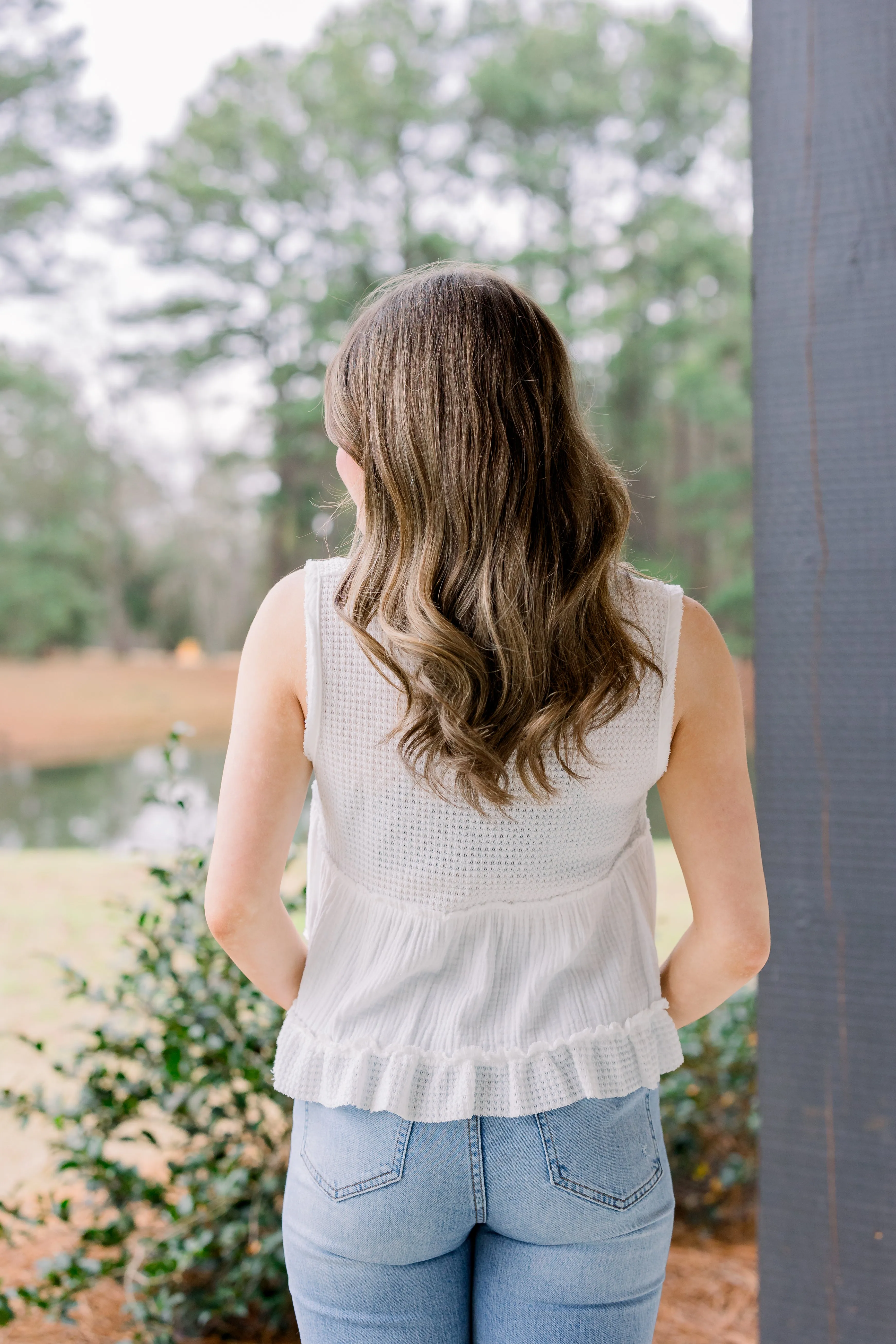 White V Neck Top