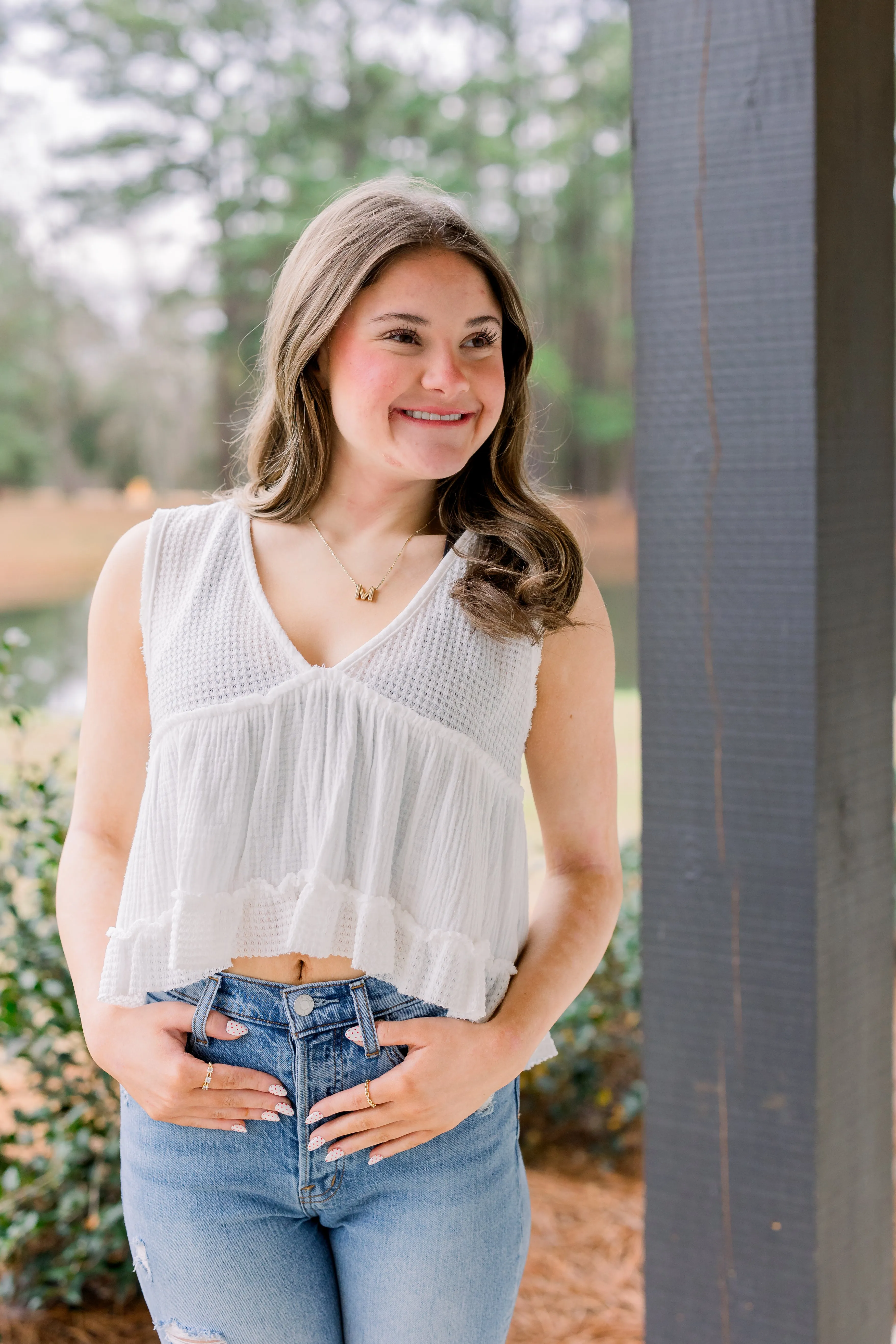White V Neck Top