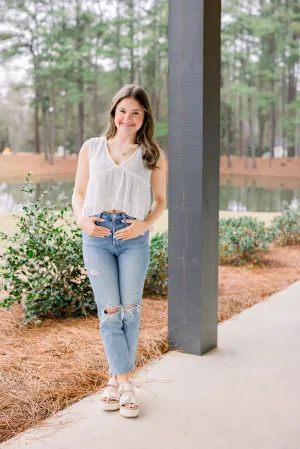 White V Neck Top