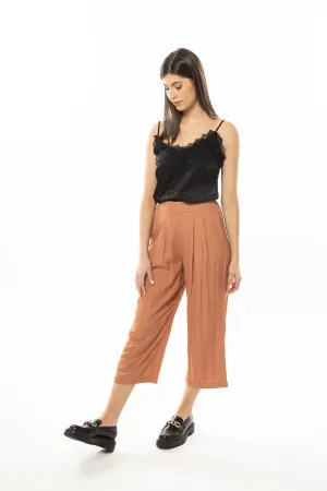 Wide Leg Crop Pants - Brick