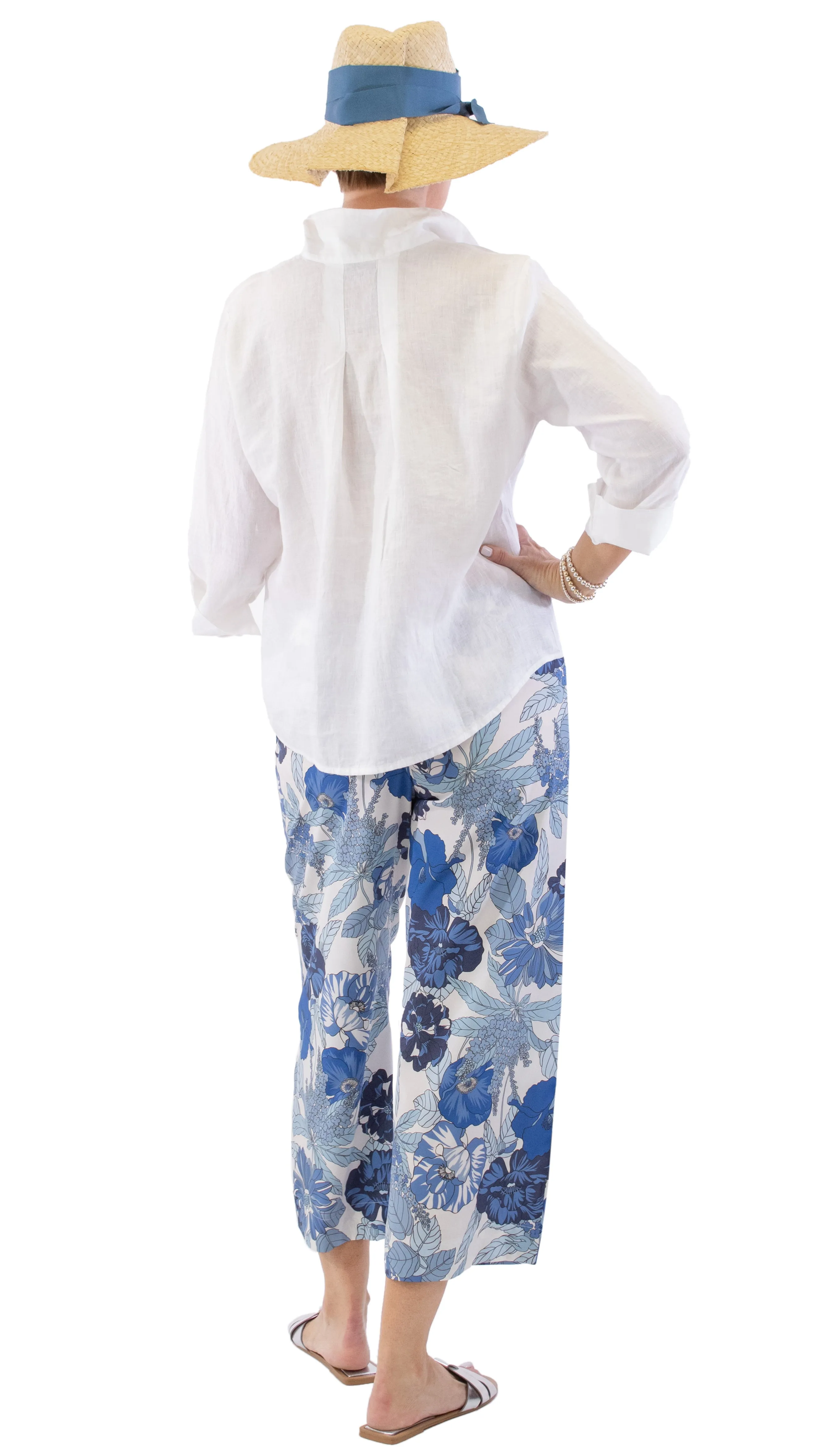 Wide Leg Floral Pants - Riviera