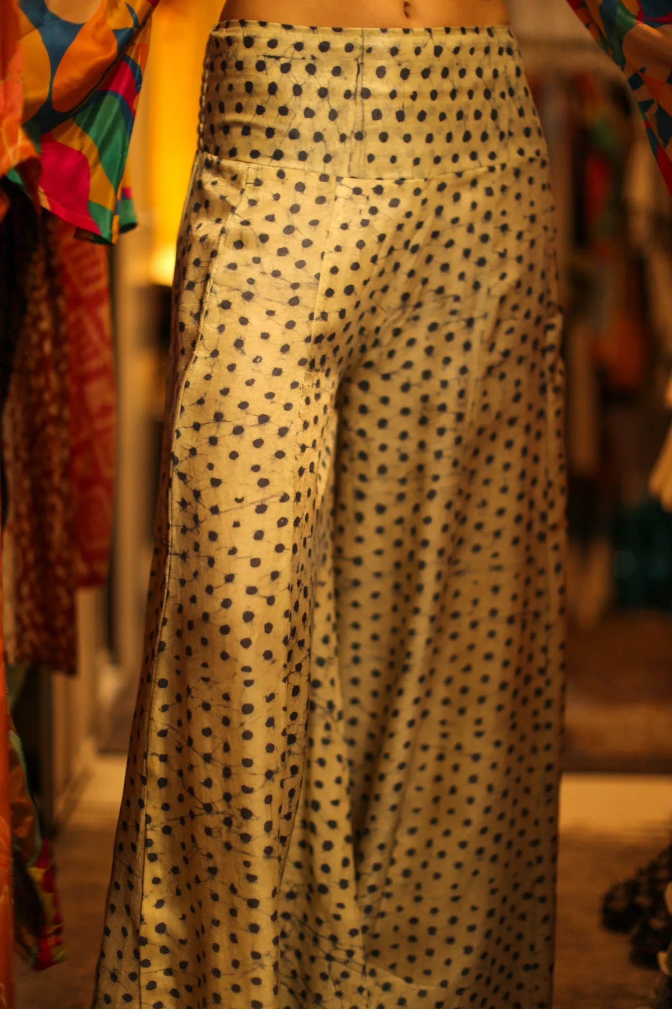 WIDE LEG SILK PANTS RUBY