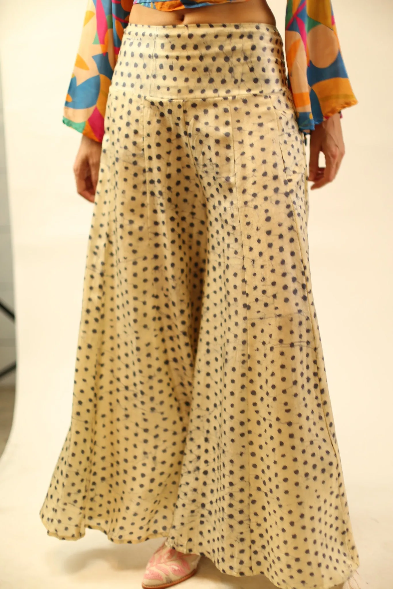 WIDE LEG SILK PANTS RUBY