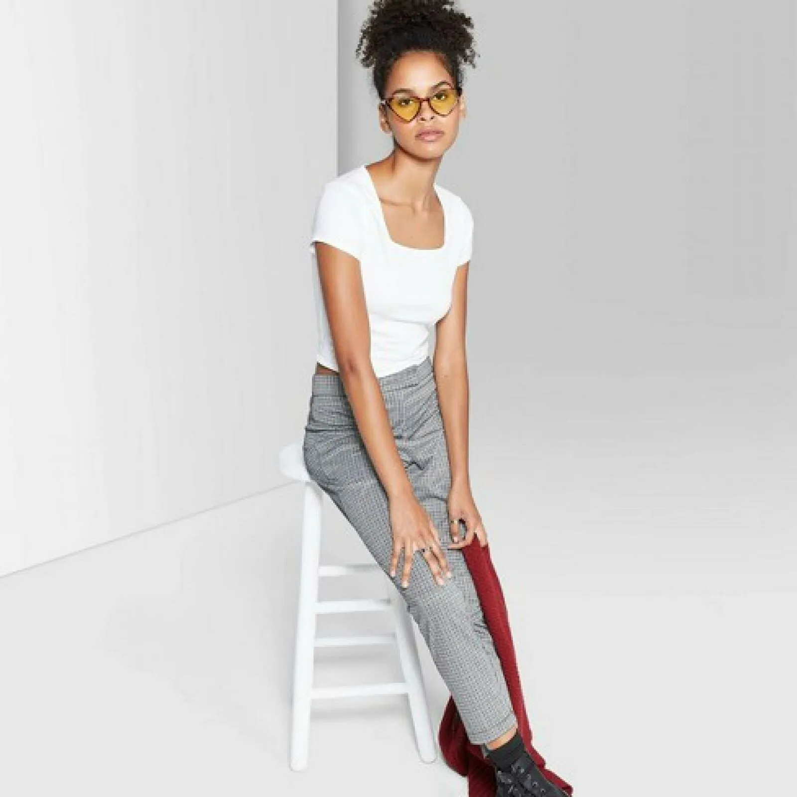 Wild Fable Women's Plaid High Rise Knit Skinny Pants