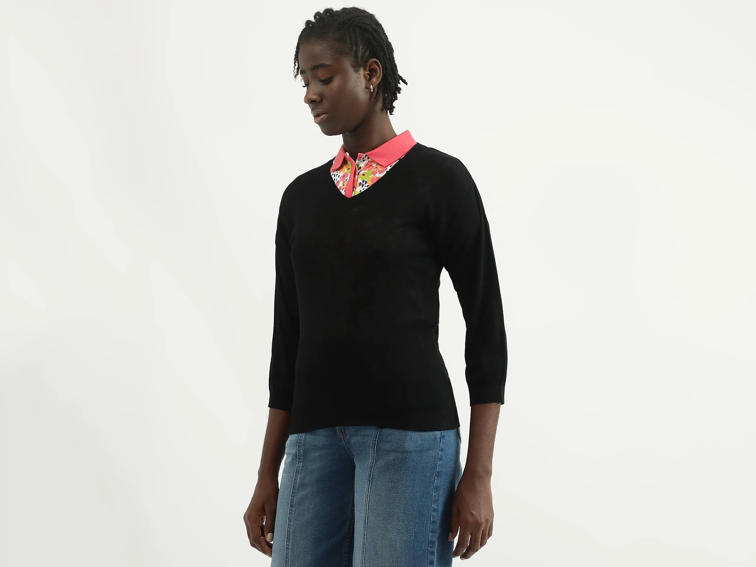 Women Knitted V-Neck Sweater
