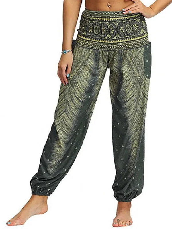 Women Loose Yoga Pants Floral Print Wide Leg Trousers