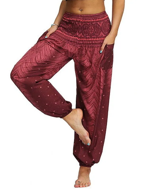 Women Loose Yoga Pants Floral Print Wide Leg Trousers