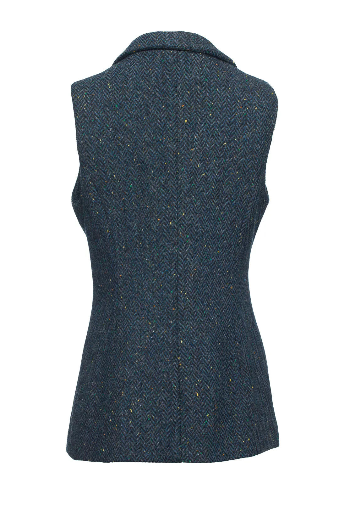 Women's Blue Herringbone Tweed  Gilet