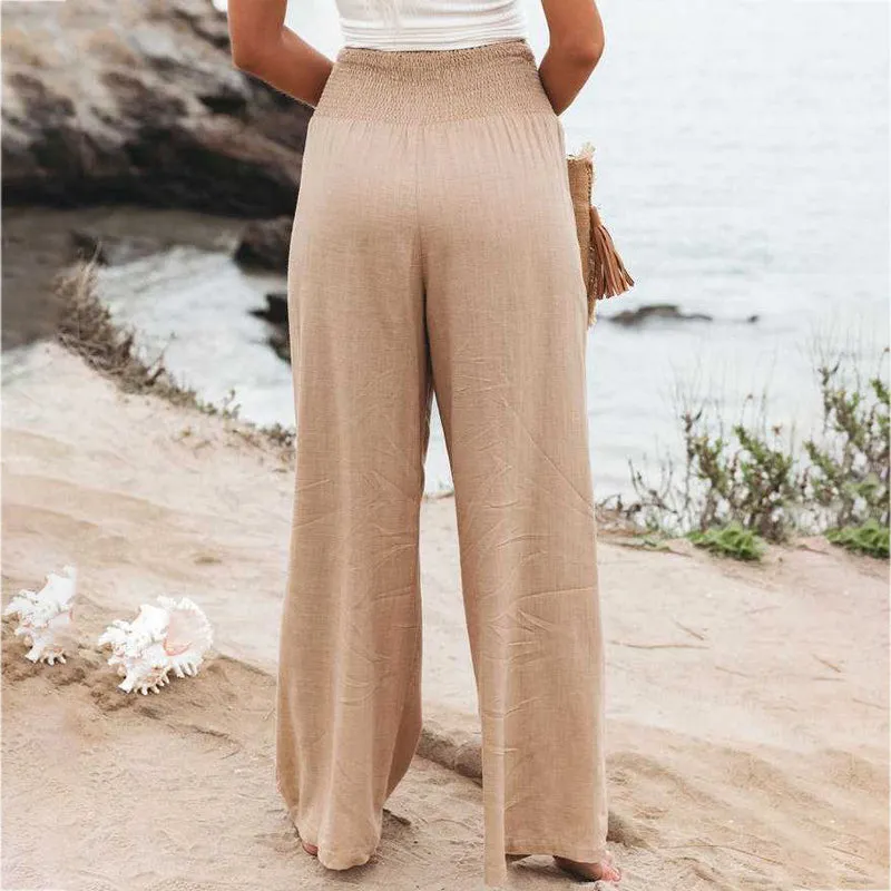 Women's Linen Wide Leg Trousers