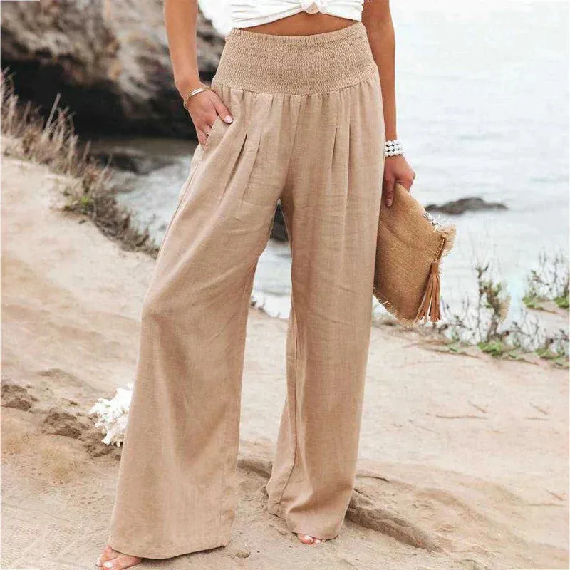 Women's Linen Wide Leg Trousers