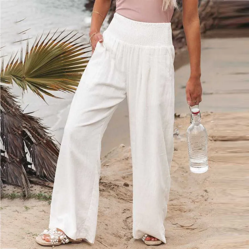Women's Linen Wide Leg Trousers