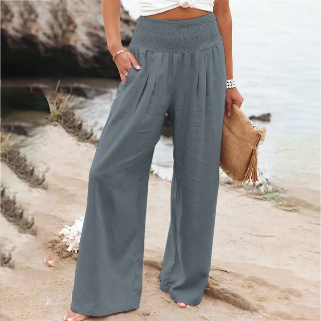 Women's Linen Wide Leg Trousers