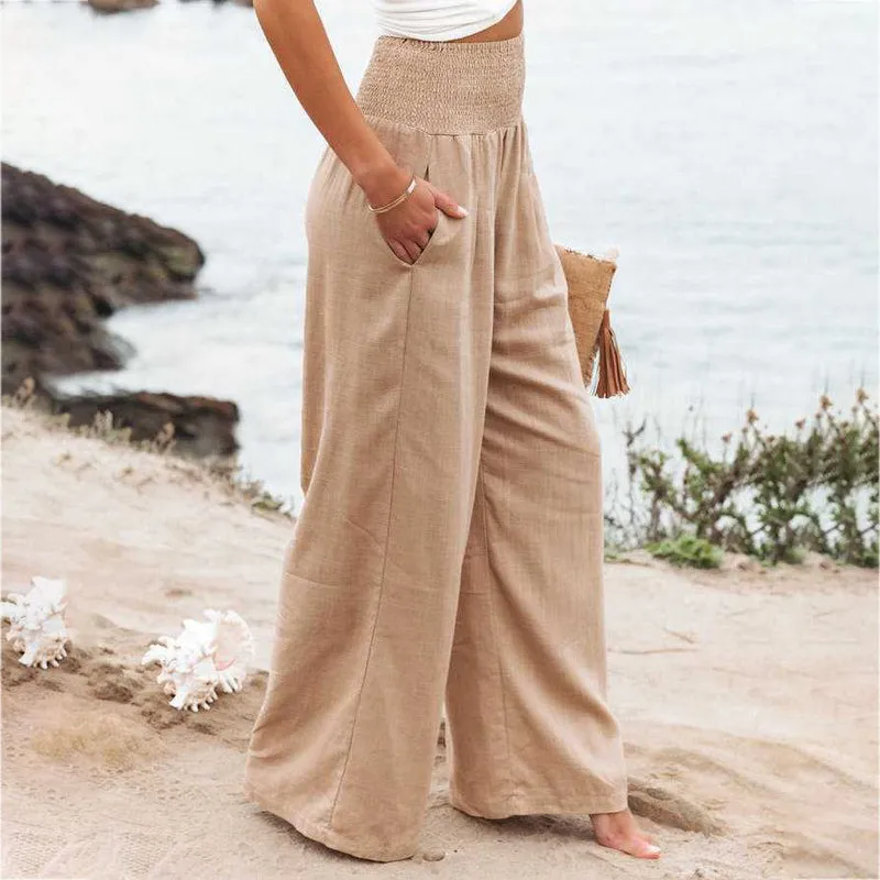 Women's Linen Wide Leg Trousers