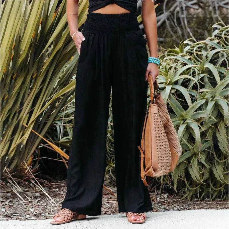 Women's Linen Wide Leg Trousers