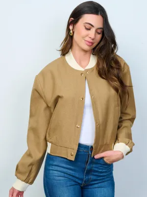 WOMEN'S LONG SLEEVE BUTTON CLOSURE POCKETS JACKET